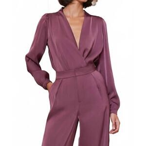 NEW BISHOP + YOUNG fluid satin blouse in dusty rose